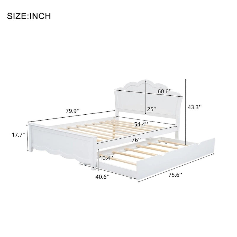 Lit plateforme blanc en bois grand format