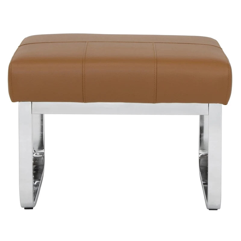 Studio Designs Home Allure Ottoman moderne rectangulaire en métal et cuir mélangé