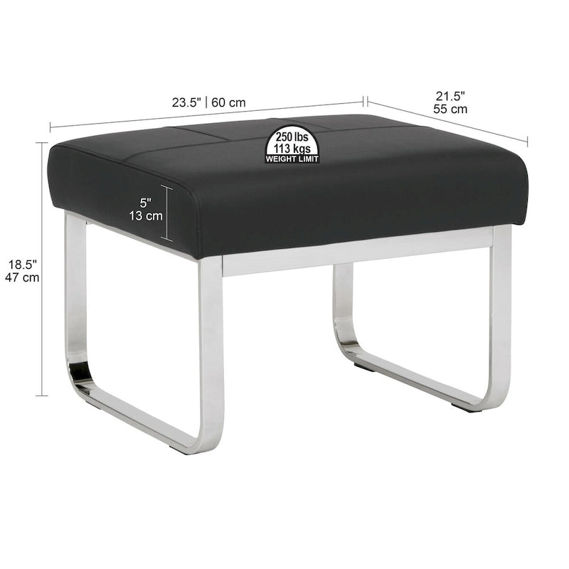 Studio Designs Home Allure Ottoman moderne rectangulaire en métal et cuir mélangé