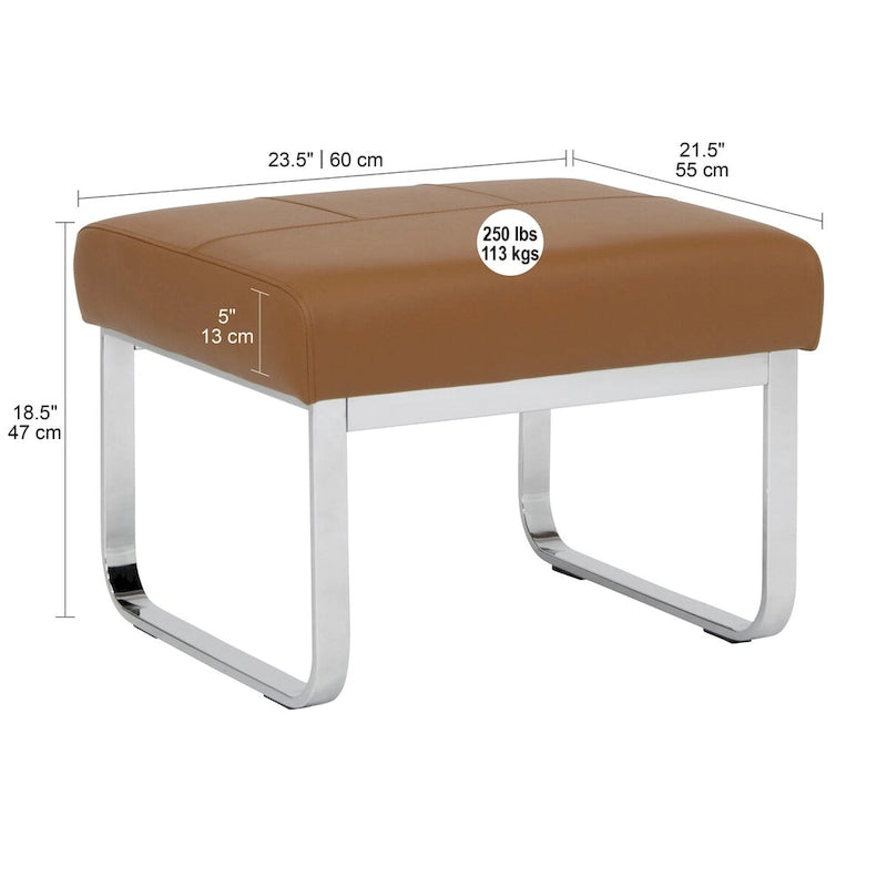 Studio Designs Home Allure Ottoman moderne rectangulaire en métal et cuir mélangé