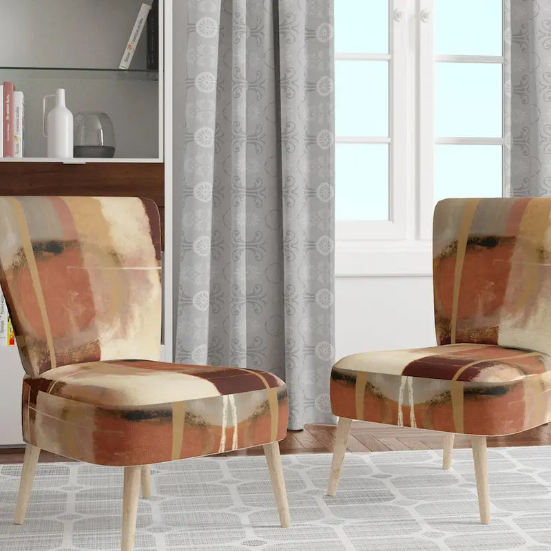 Fauteuil abstrait en velours côtelé couleur chocolat