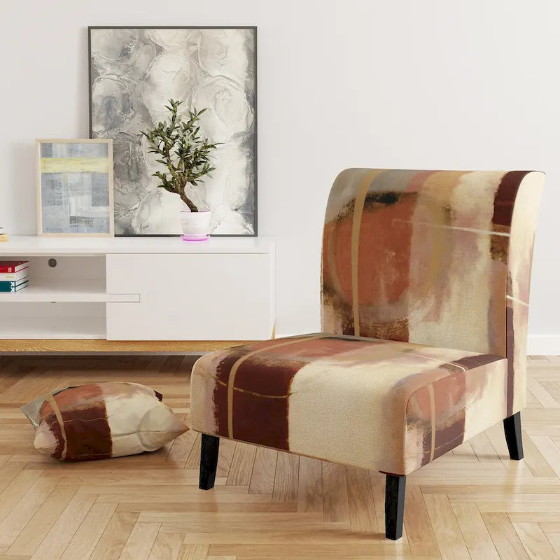 Fauteuil abstrait en velours côtelé couleur chocolat