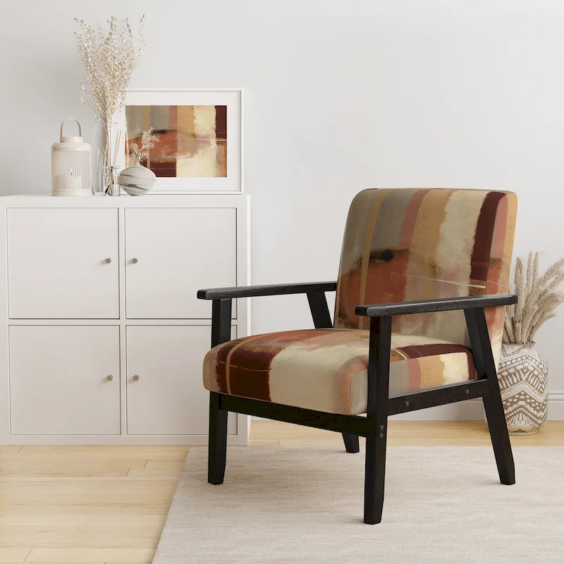 Fauteuil abstrait en velours côtelé couleur chocolat