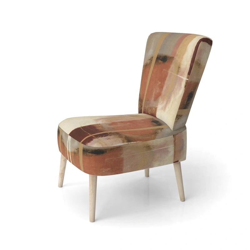 Fauteuil abstrait en velours côtelé couleur chocolat