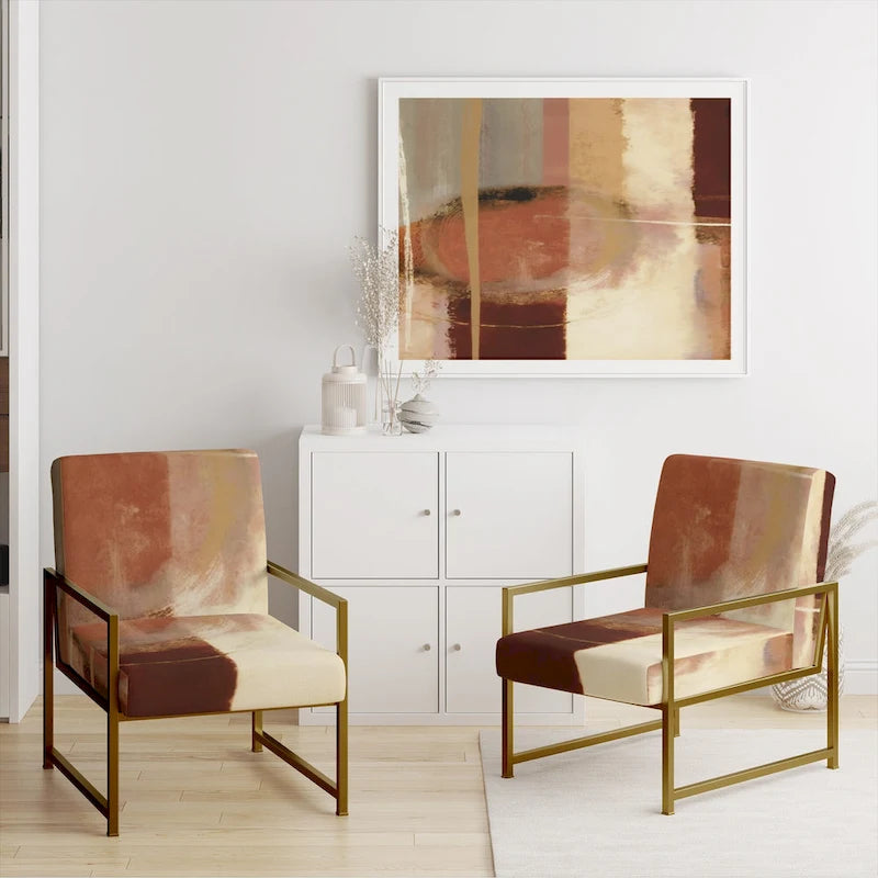 Fauteuil abstrait en velours côtelé couleur chocolat