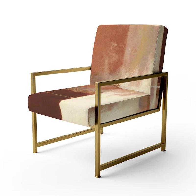 Fauteuil abstrait en velours côtelé couleur chocolat
