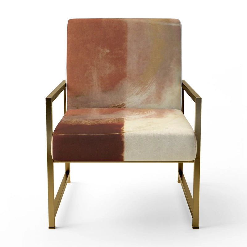 Fauteuil abstrait en velours côtelé couleur chocolat
