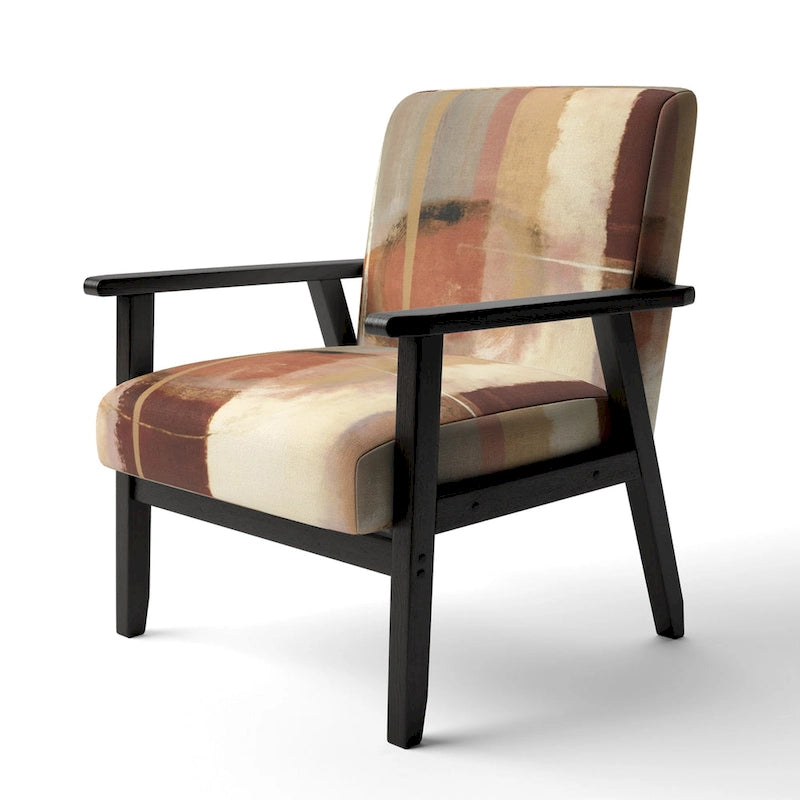 Fauteuil abstrait en velours côtelé couleur chocolat