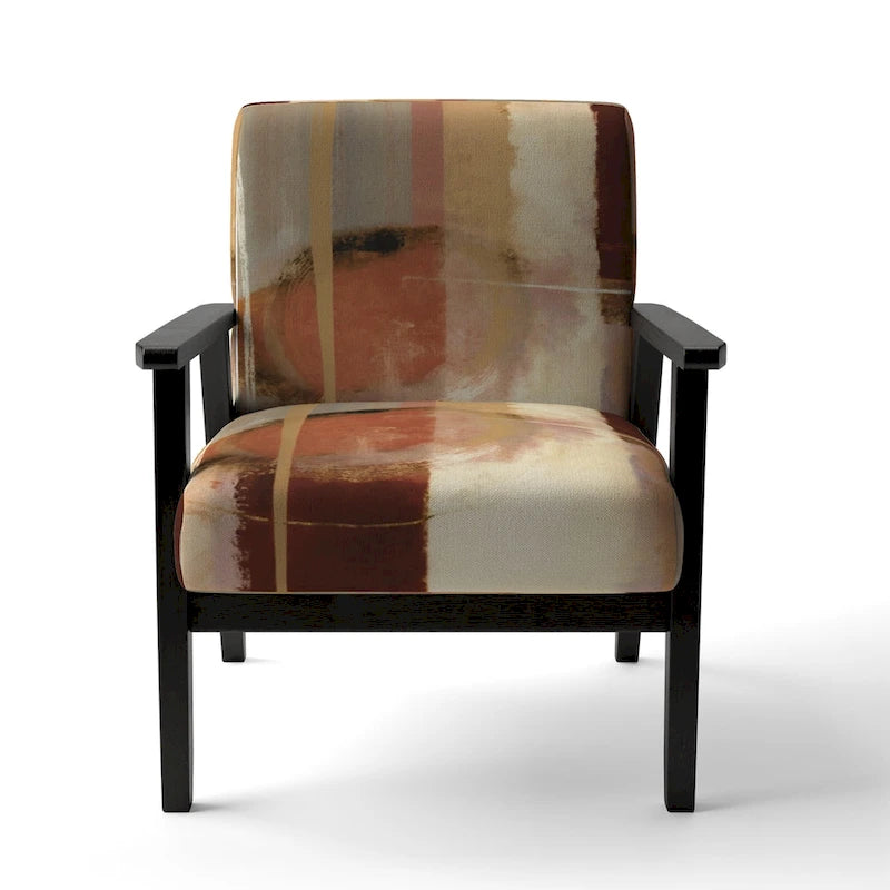 Fauteuil abstrait en velours côtelé couleur chocolat