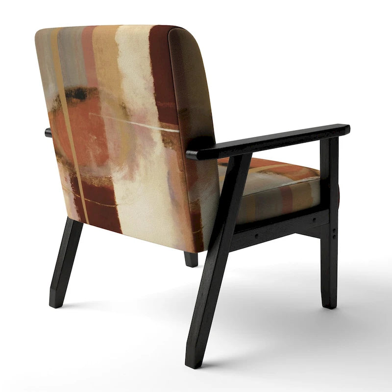 Fauteuil abstrait en velours côtelé couleur chocolat