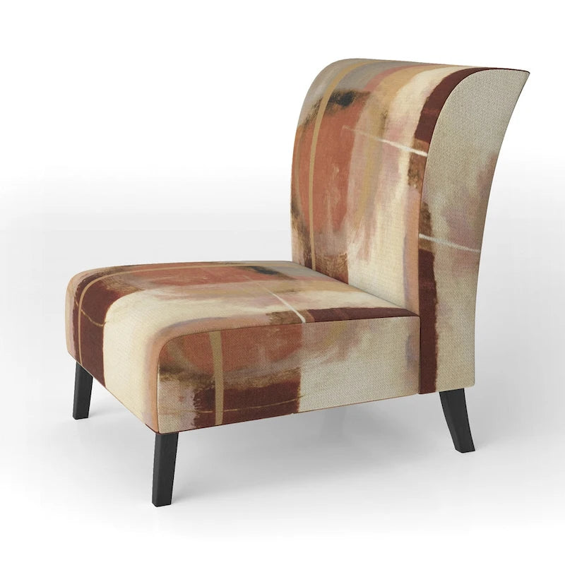 Fauteuil abstrait en velours côtelé couleur chocolat