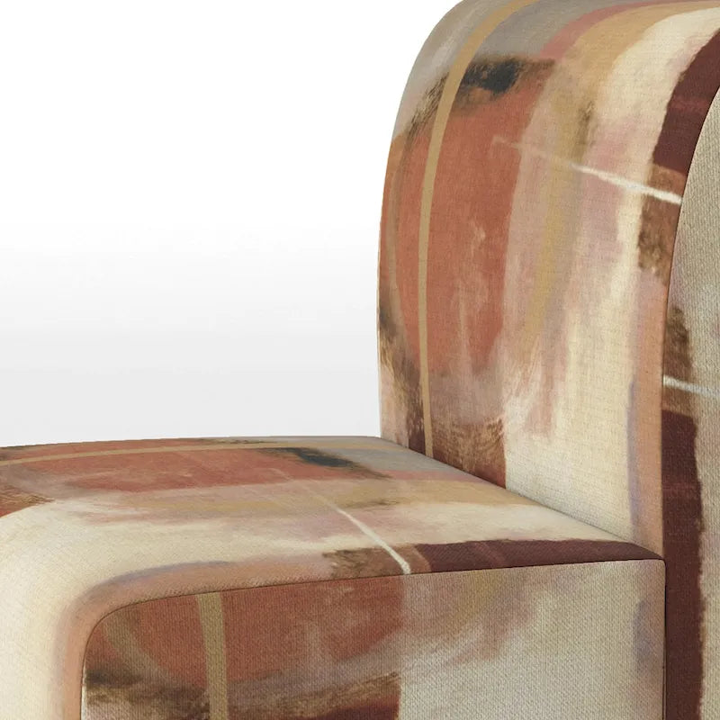 Fauteuil abstrait en velours côtelé couleur chocolat