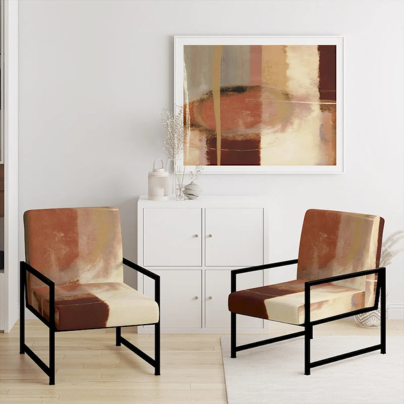 Fauteuil abstrait en velours côtelé couleur chocolat