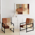 Fauteuil abstrait en velours côtelé couleur chocolat