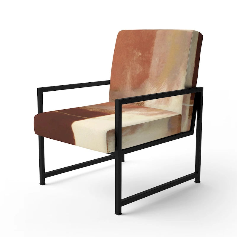 Fauteuil abstrait en velours côtelé couleur chocolat