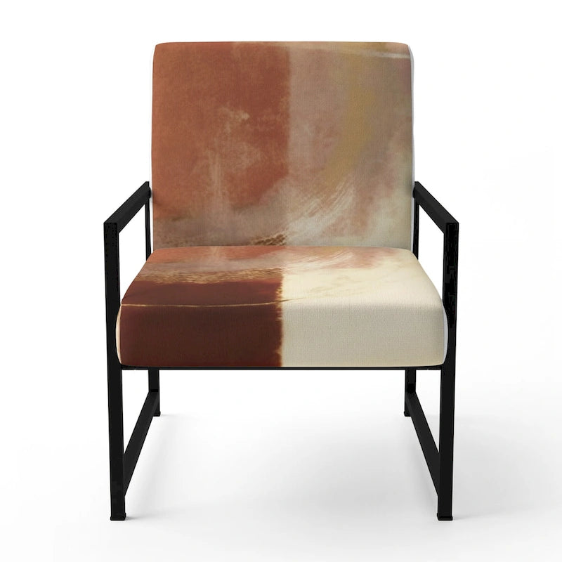 Fauteuil abstrait en velours côtelé couleur chocolat