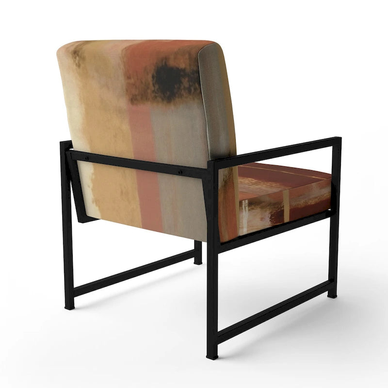 Fauteuil abstrait en velours côtelé couleur chocolat
