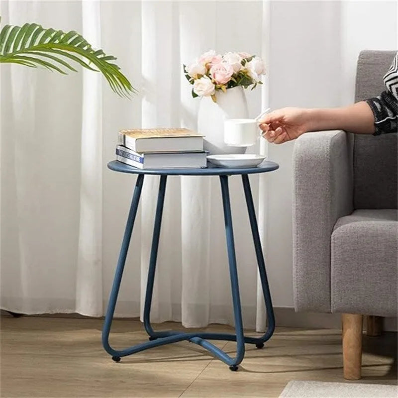 Petite Table d'Appoint Ronde en Métal pour Collation
