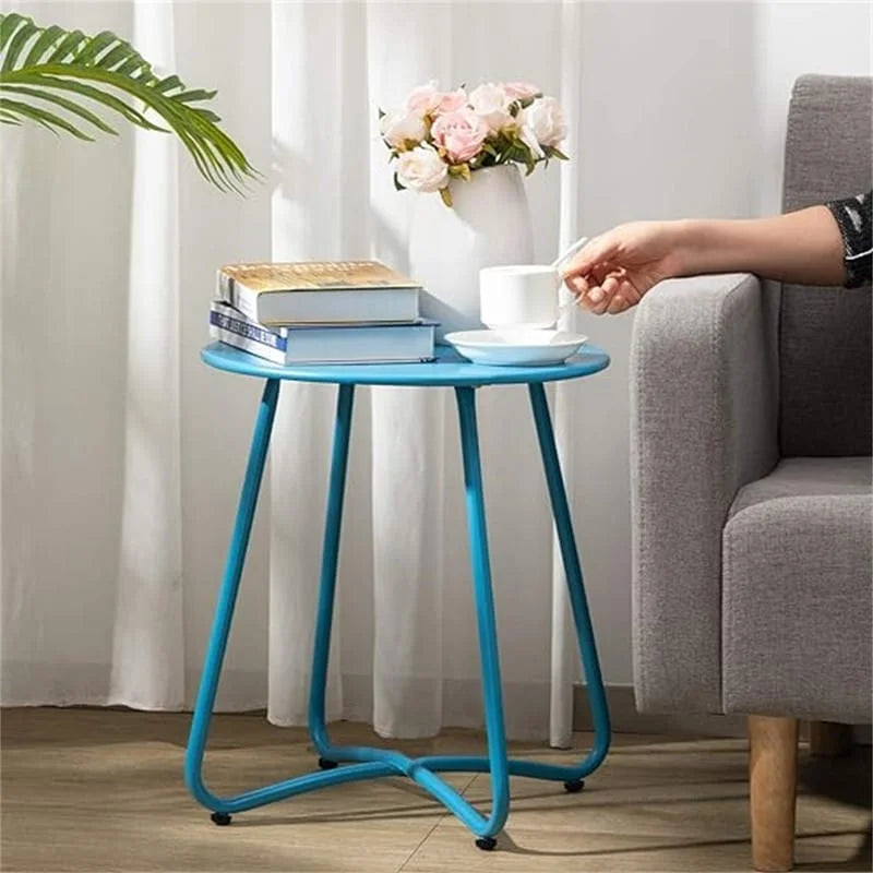 Petite Table d'Appoint Ronde en Métal pour Collation