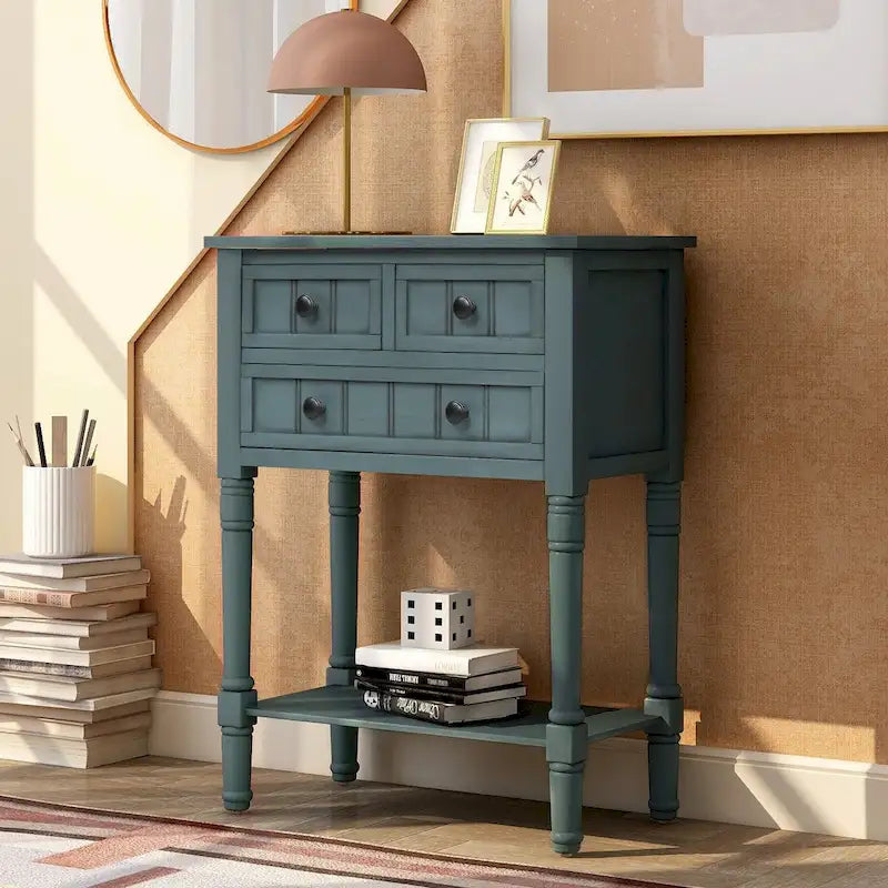 Table console en bois massif d'aspect vieilli
