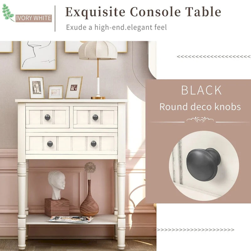 Table console en bois massif d'aspect vieilli