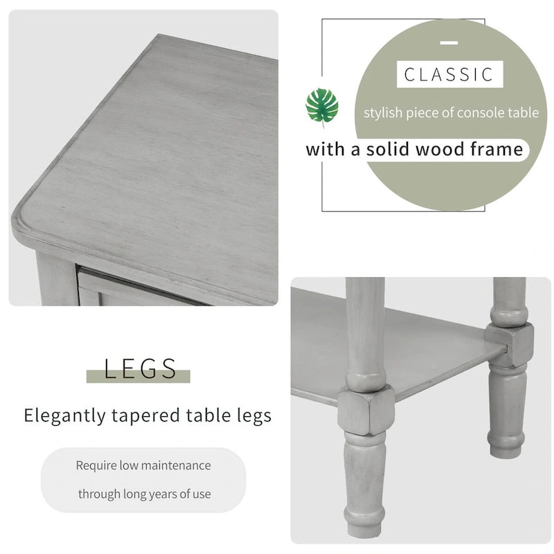 Table console en bois massif d'aspect vieilli