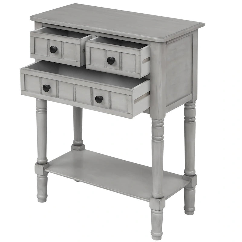Table console en bois massif d'aspect vieilli
