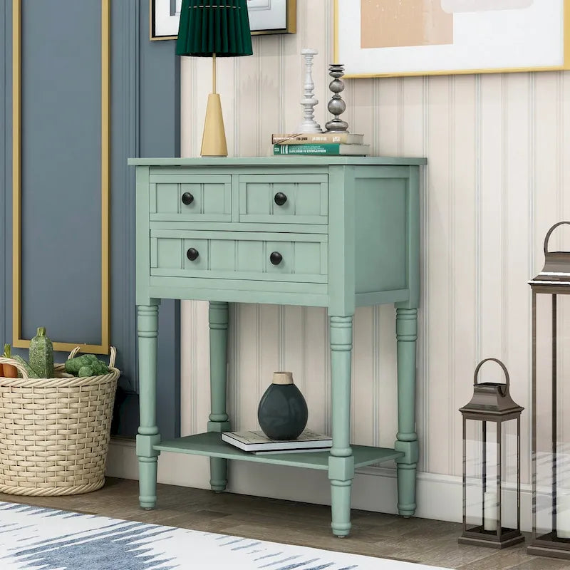 Table console en bois massif d'aspect vieilli