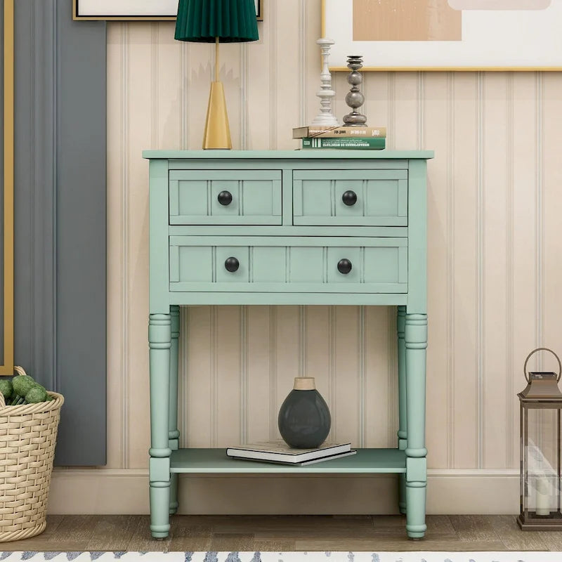 Table console en bois massif d'aspect vieilli