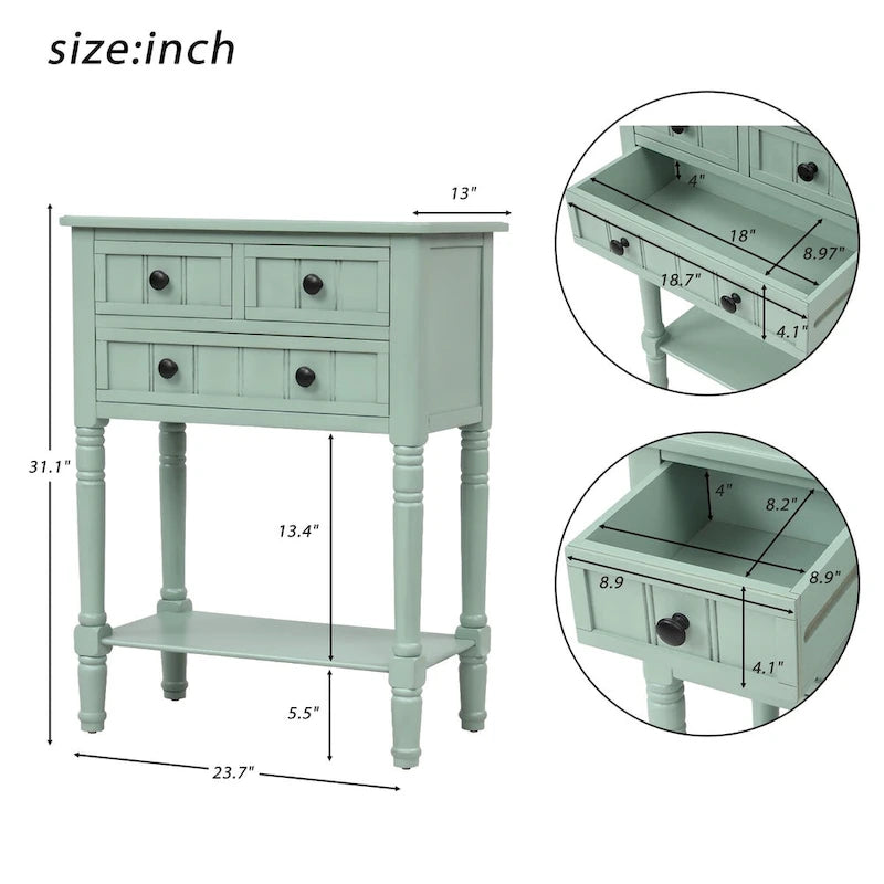Table console en bois massif d'aspect vieilli