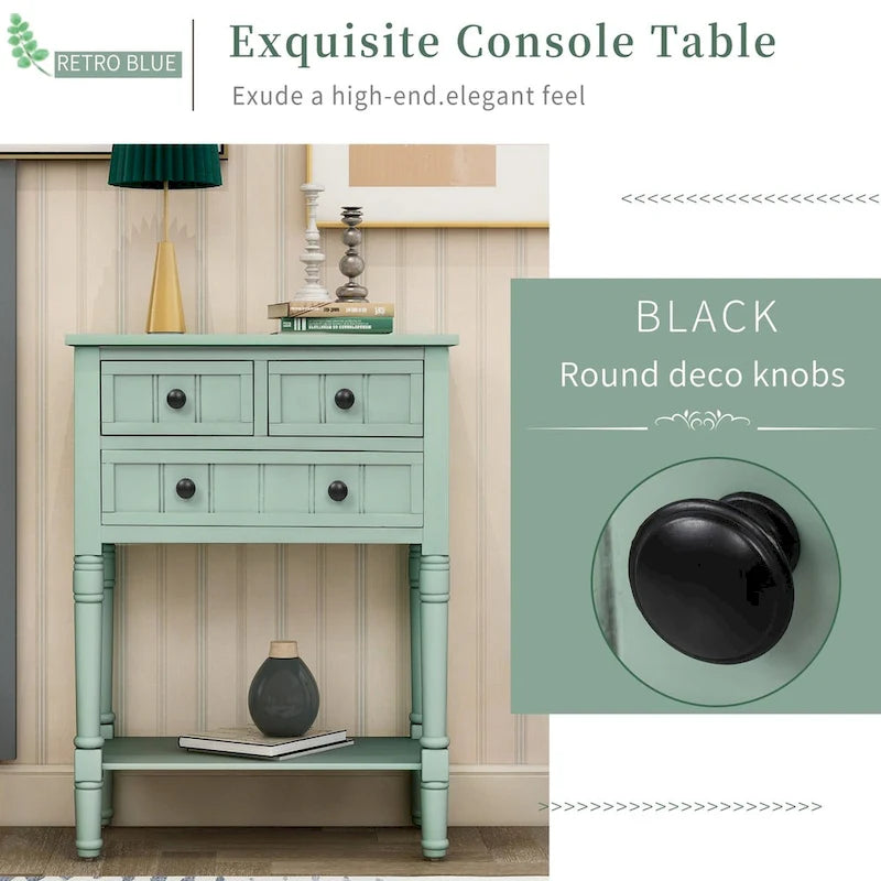 Table console en bois massif d'aspect vieilli
