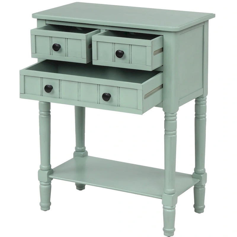 Table console en bois massif d'aspect vieilli