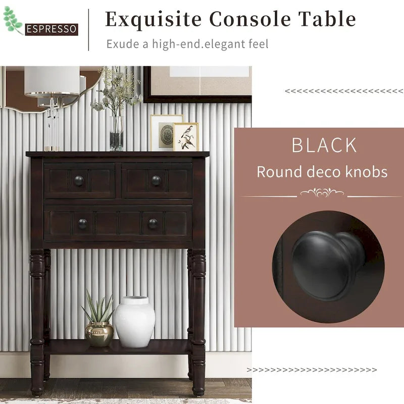 Table console en bois massif d'aspect vieilli