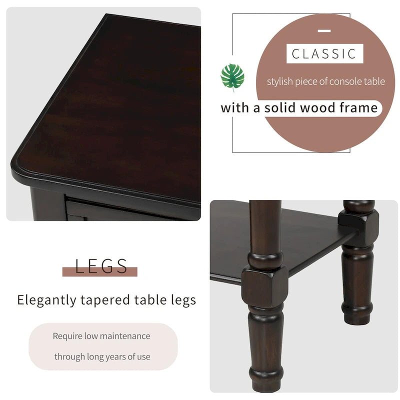 Table console en bois massif d'aspect vieilli