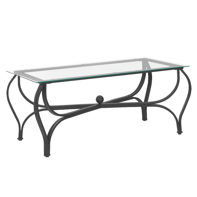 Une table basse rectangulaire avec deux tables d'appoint carrées