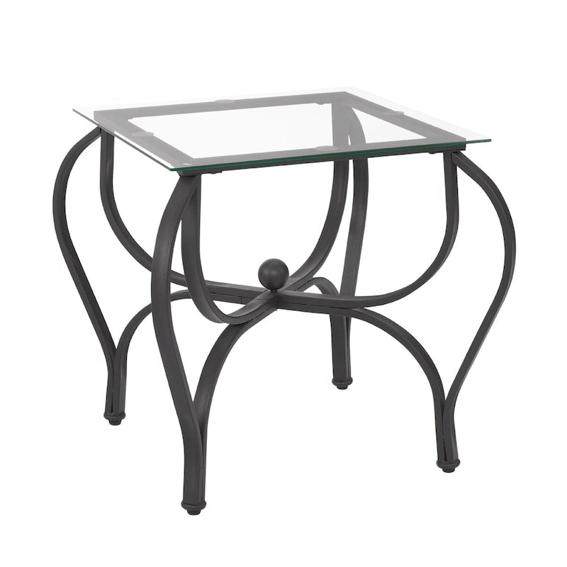 Une table basse rectangulaire avec deux tables d'appoint carrées