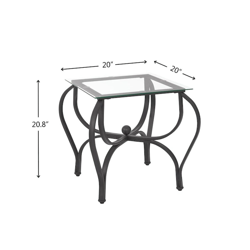 Une table basse rectangulaire avec deux tables d'appoint carrées