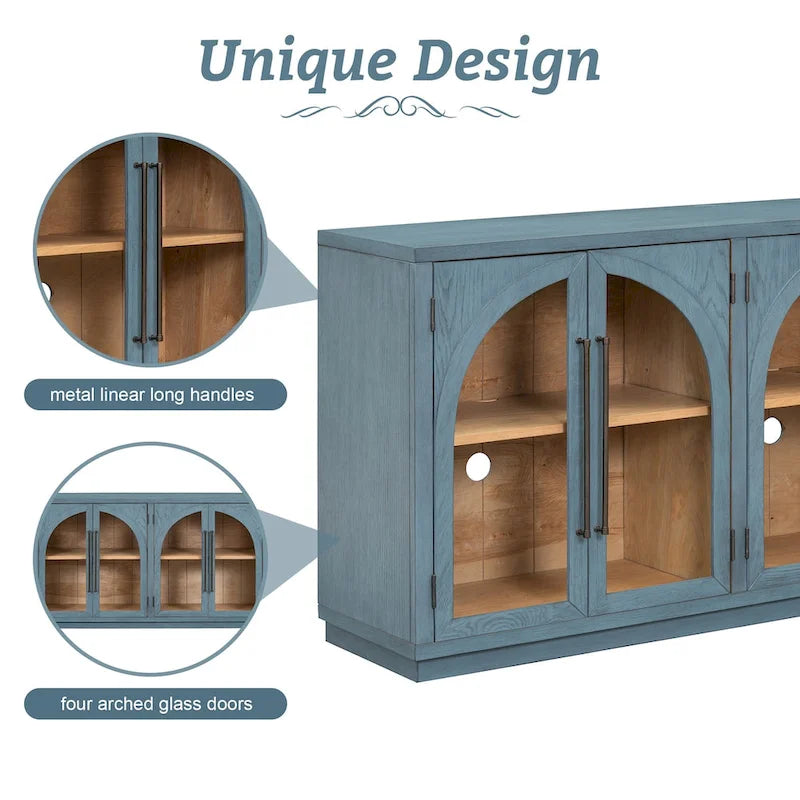 Buffet de rangement rétro quatre portes grande capacité