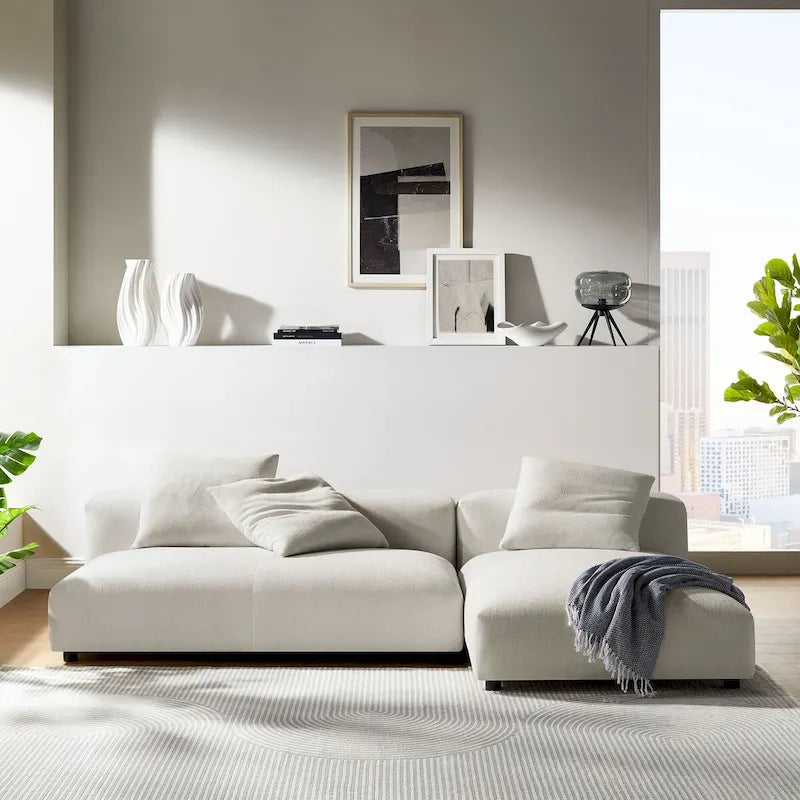 Canapé en tissu rembourré modulaire deux pièces