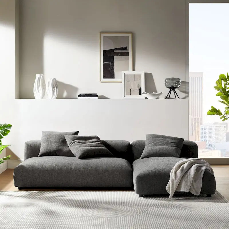Canapé en tissu rembourré modulaire deux pièces