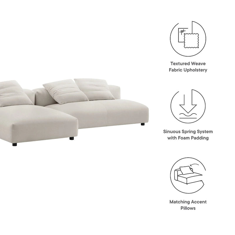 Canapé en tissu rembourré modulaire deux pièces