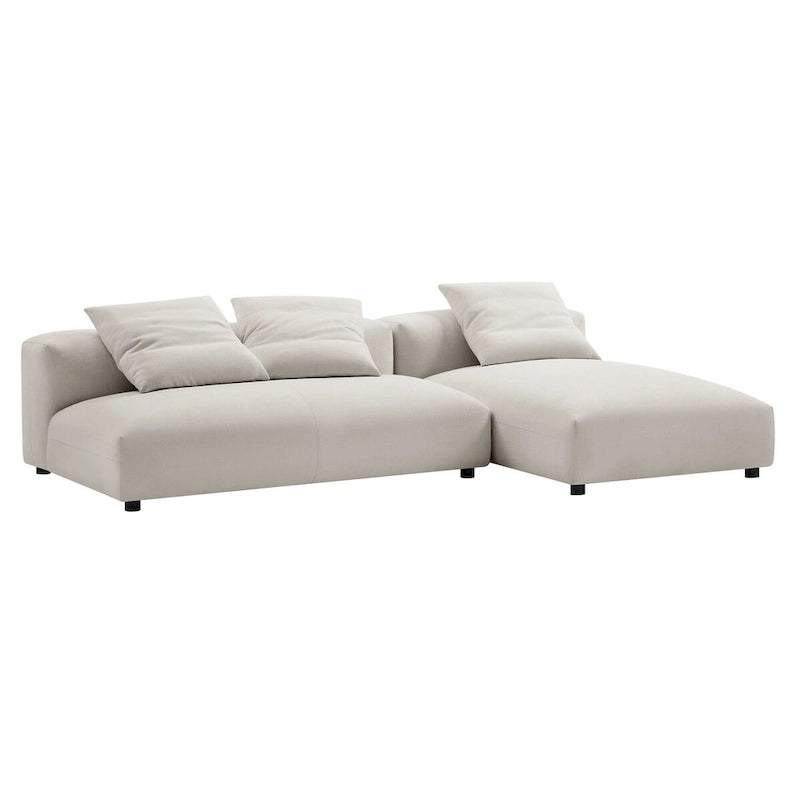 Canapé en tissu rembourré modulaire deux pièces