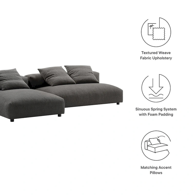Canapé en tissu rembourré modulaire deux pièces