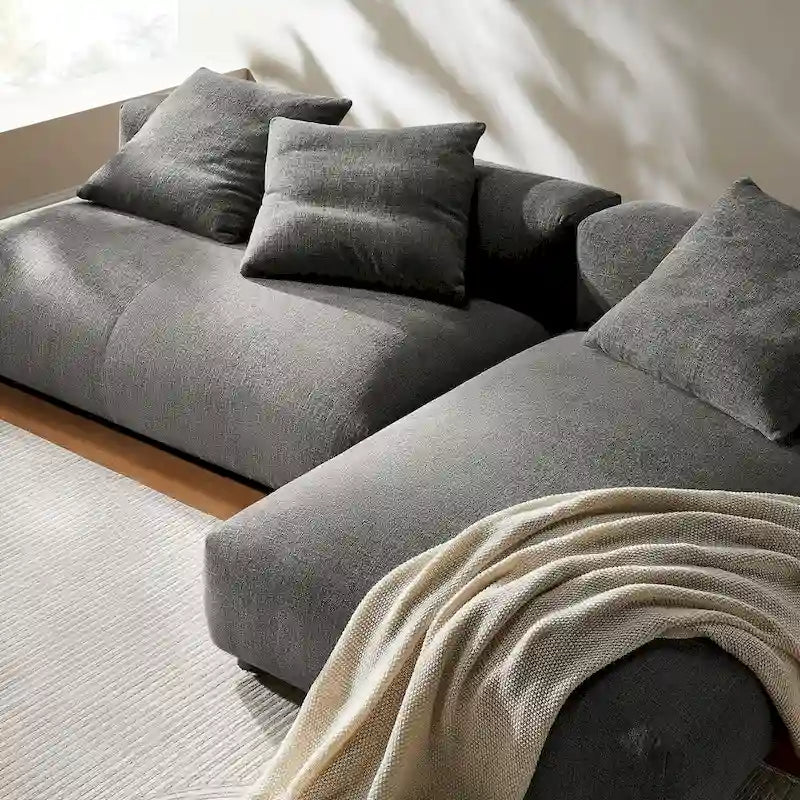 Canapé en tissu rembourré modulaire deux pièces