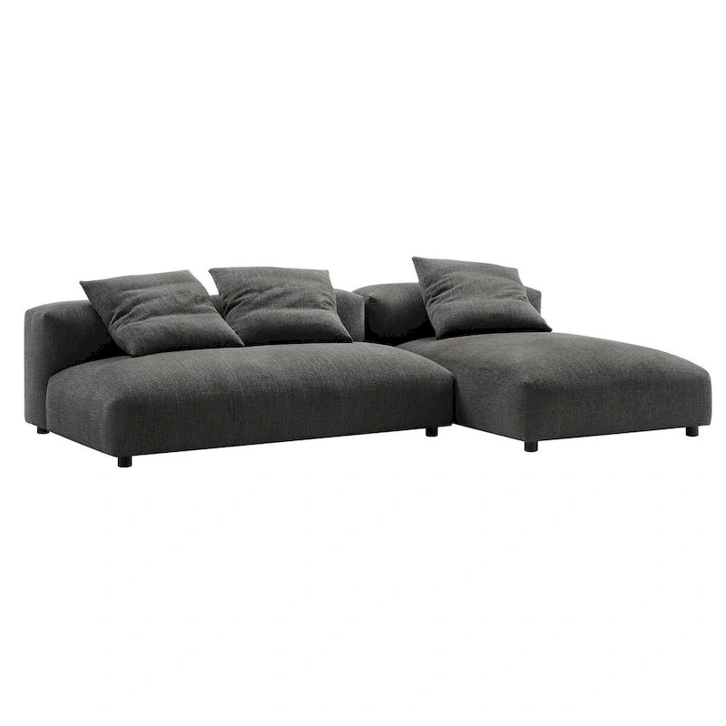 Canapé en tissu rembourré modulaire deux pièces
