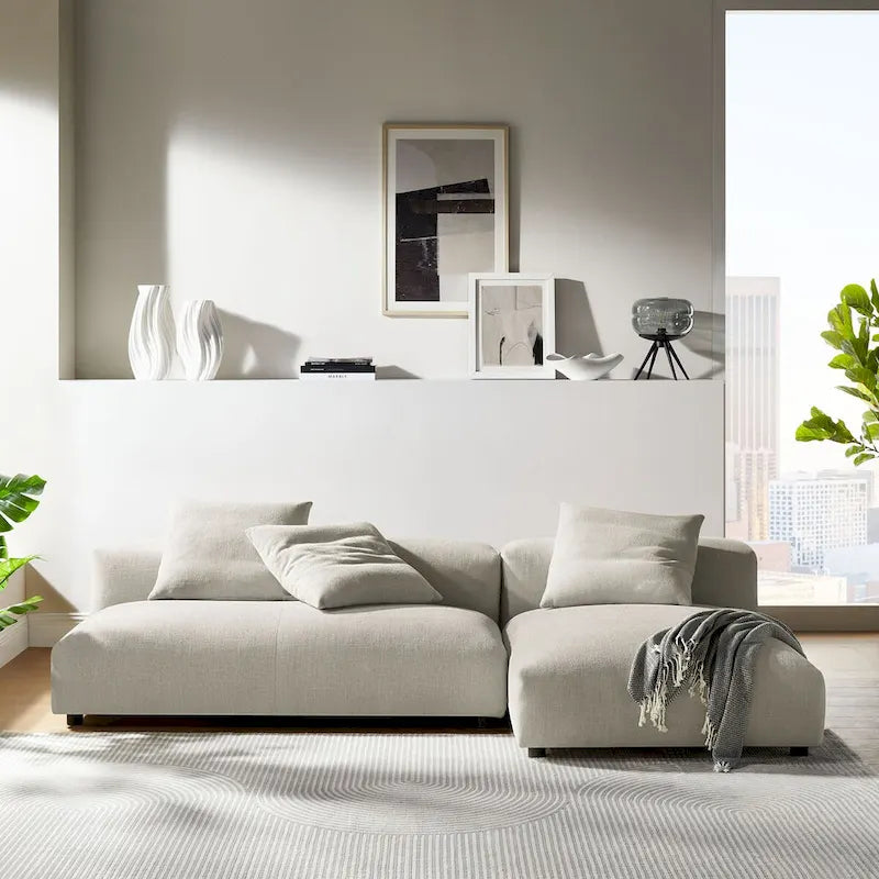 Canapé en tissu rembourré modulaire deux pièces