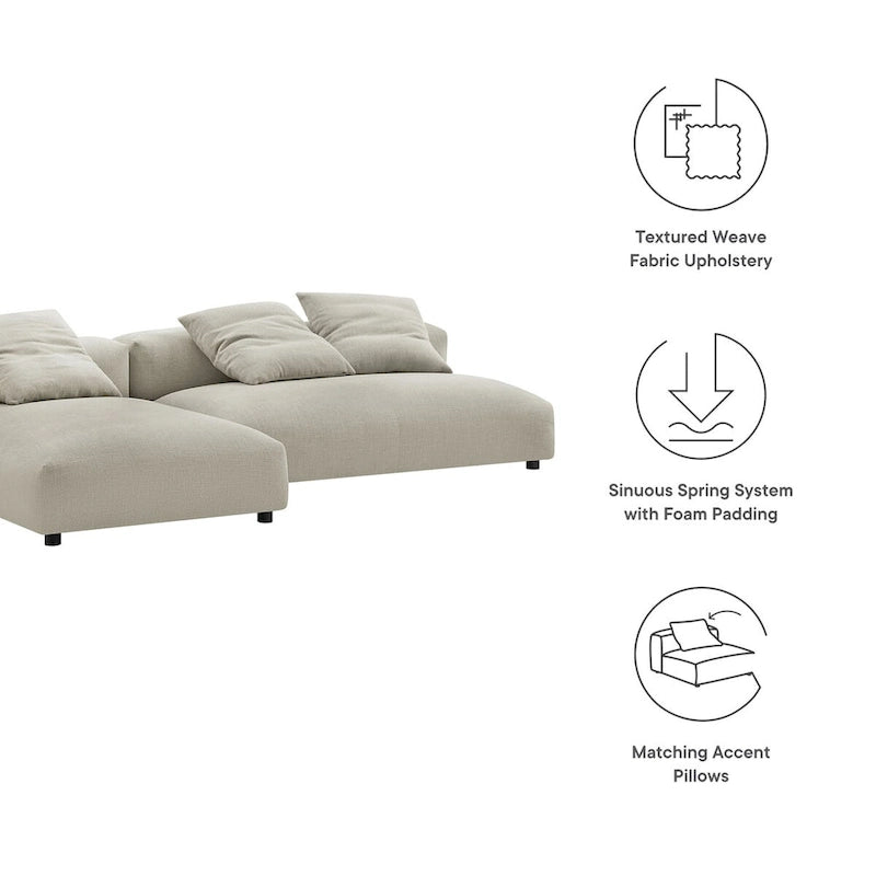 Canapé en tissu rembourré modulaire deux pièces