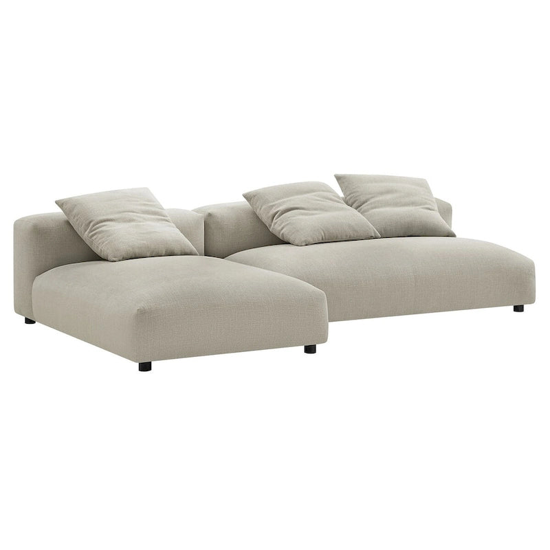 Canapé en tissu rembourré modulaire deux pièces