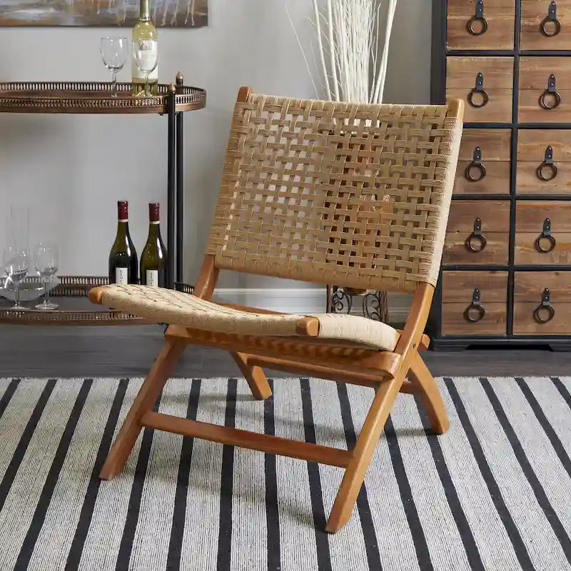 Fauteuil de salon en bois tissé à la main