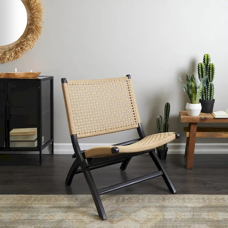 Fauteuil de salon en bois tissé à la main